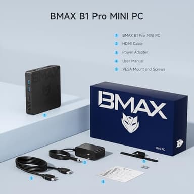Bmax Mini PC B1 Pro Intel Gemini Lake N4000 (Up to 2.6GHz), 8GB LPDDR4 128GB eMMC Support M.2 SSD Expansion (512GB/2TB), 4K Dual Display 2.4G/5G WiFi & BT4.2 Mini Desktop Computer for Home/Office - Image 9