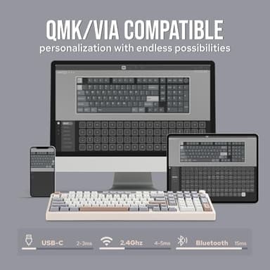 EPOMAKER Galaxy100 QMK/VIA Wireless Gaming Keyboard, Aluminum Shell, Bluetooth/2.4Ghz/USB-C, Pre-Lubed Hot-Swappable Linear Switches, NKRO, RGB Backlit (Creamy White, Marble White Switch) - Image 4