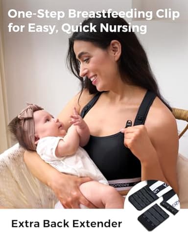 Momcozy Nursing Bras for Breastfeeding, FB011 Low-Impact Nursing Sports Bra Support Maternity Pregnancy Padded Wireless Bralette Black - Image 6