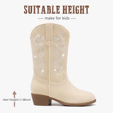 Cowboy Boots for Girls Pointed Toe Kids Cowgirl Boots Mid Calf Western Youth Cowgirl Boots Horse Riding Party for Toddler Little Big Kids - Image 6