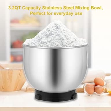 Kitchen in the box Stand Mixer,3.2Qt Small Electric Food Mixer,6 Speeds Portable Lightweight Kitchen Mixer for Daily Use with Egg Whisk,Dough Hook,Flat Beater (Blue - Image 8