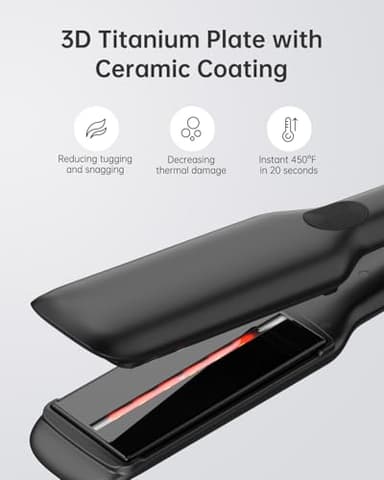 ANNLARY Hair Straightener, 1.75 Inch Flat Iron with Infrared and Ionic Technology, Titanium Plate with Ceramic Coating Dual Voltage Straightener with Heat-Resistant Silicone for All Hair Types - Image 4