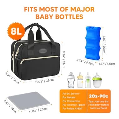 PIIOSER Breastmilk Cooler Bag with Ice Pack, Compatible with Wearable Breast Pumps & Accessories - Portable Pumps Carrying Case for Nursing & Working Moms, Black - Image 2