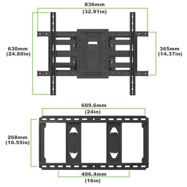 TV Wall Mount for 32"-100" up to 220 lbs, USX MOUNT Full Motion TV Mount with Swivel Tilt Dual Articulating Arms, Pre-Assembled Universal Wall Bracket, Max VESA 800x600mm, 12″-24″ Wood Studs - Image 6