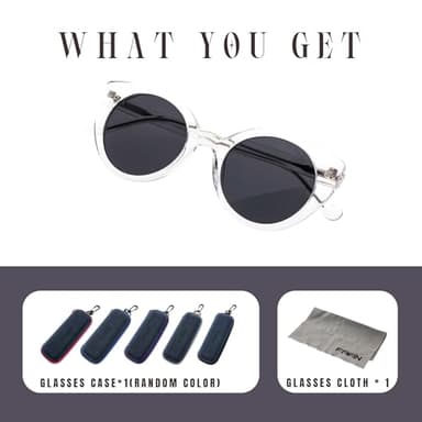 FAA'N Round Cat Eye Sunglasses Womens Trendy Polarized Sunglasses Cute Shades Acetate Sun Glasses(Crystal) - Image 6