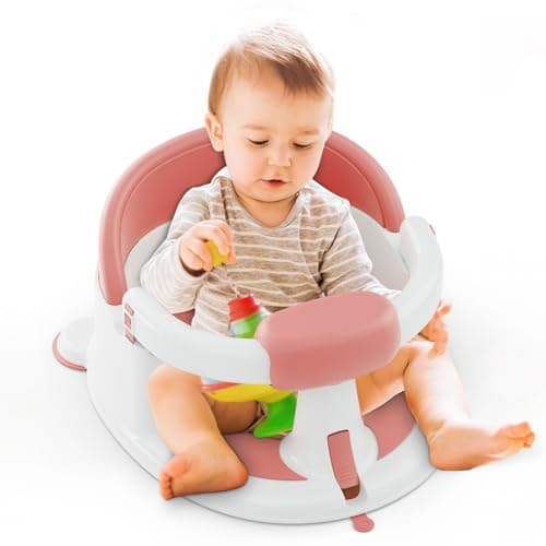 Baby Bath Seat for Babies: Non-Slip Infant Bathtub Chair with Suction Cups, Safe & Comfortable Baby Bath Support, Ideal for Sitting Up, Easy to Clean, Stable Design, Pink (6-24 Months) - Image 1