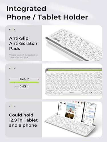 seenda Bluetooth Keyboard and Mouse for iPad, CTU-301 Multi-Device Bluetooth + 2.4G Wireless Keyboard Mouse with Tablet Holder for MacBook/Windows Computer, iOS/Andriod Tablet Phone, White - Image 3