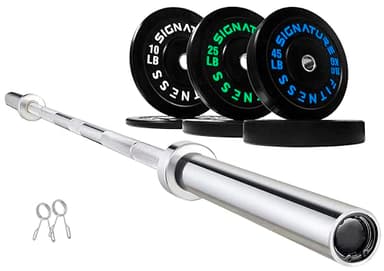 Fitvids Olympic 2" Bumper Plates Set Including 160LB Weight Plates Set & 7FT Olympic Barbell Bar(205 Pounds Total), Multiple Packages - Image 1