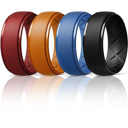 Egnaro Inner Arc Ergonomic Breathable Design, Silicone Rings Mens with Half Sizes, 1/4/5/6/7 Rubber Wedding Bands, 10mm Wide-2.5mm Thick - Image 1