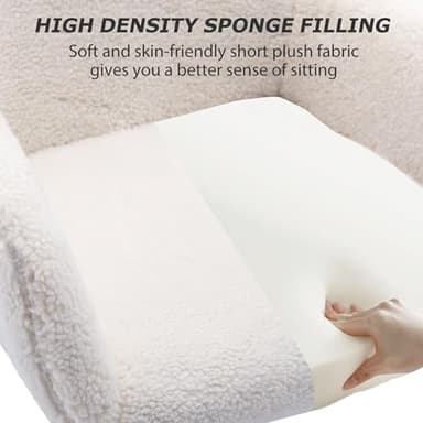 KCC Faux Fur Vanity Makeup Desk Chair, Comfy Fluffy Swivel Modern Leisure Armchair with Wheels, Upholstered Fuzzy Height Adjustable for Teens Women Girls Elegant Home Office - Image 5