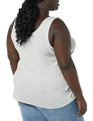 Amazon Essentials Women's Plus Size Tank Top, Pack of 2, Light Grey Heather/White, 3X - Image 5