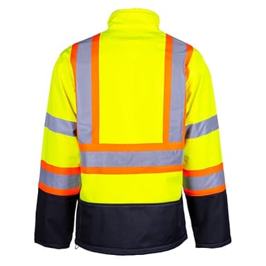 Holmes Workwear Hi-Vis Yellow Softshell Jacket - Waterproof and Breathable Reflective Jacket with Fleece Lining, Medium - Image 3