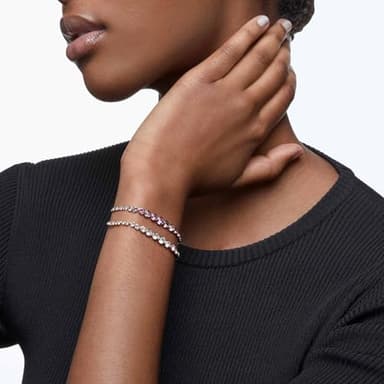 Swarovski Bracelet with White Crystal Details on a Rhodium-Finish Cuff Setting, Size M, Part of the Emily Collection - Image 6