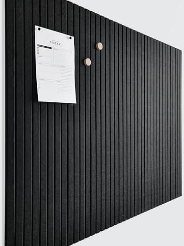 VIVELDA Large Cork Boards for Walls Black Felt Board Alternative - Slat Wall Paneling, Felt Bulletin Board Tiles for Office Decor, Push pin Board Office Wall Organizer -12-Pack (Black) - Image 1