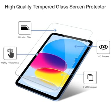 ProCase Screen Protector for iPad A16 2025 11th/10th 2022 Generation (11-inch/10.9), 2 Tempered Glass Films with 2 Camera Lens Protectors -Blue - Image 7