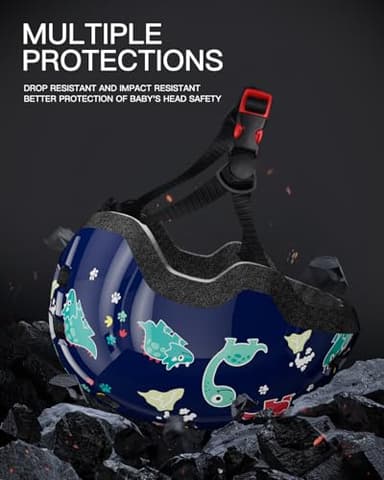 Toddler Bike Helmet 3-5 Years Old- with 12 Vents & Dual Liner (0.16"+0.28") - Adjustable Dial Fit (48-53cm) (S,Dinosaur) - Image 3