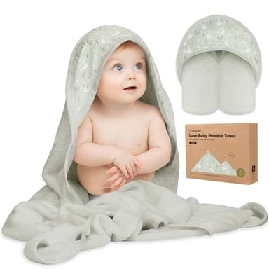 KeaBabies Hooded Baby Towel for Newborn - Viscose Derived from Bamboo Large Baby Bath Towels with Hood for Boys, Girls, Toddler, Extra Absorbent & Soft Newborn Bath Essentials (Serenity) - Image 1