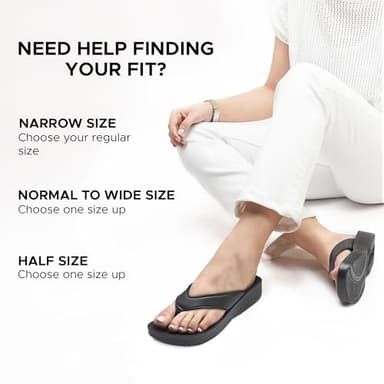 AEROTHOTIC Arch Support Flip Flops for women Stylish Cushioned Padded Straps with Soft Toe Post Slip on Footwear Dressy Travel Recovery Outdoor Comfortable Walking Sandals (Ravine Black, Size 11) - Image 3