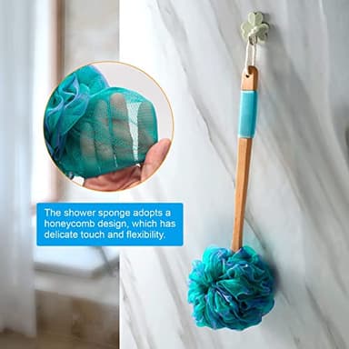 AmazerBath Shower Sponge Loofah Back Scrubber, PE Soft Mesh Loofah Body Scrubber with Long Wooden Handle, Bath Sponge for Men Women (Green) - Image 6