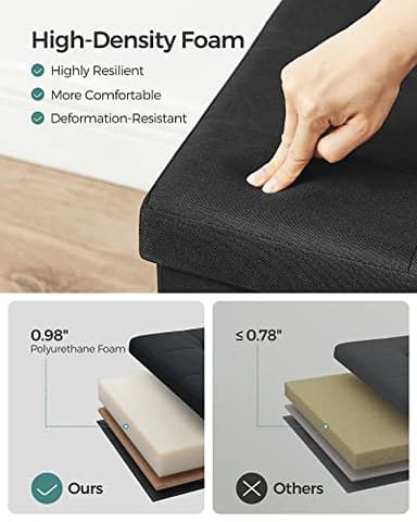 SONGMICS MAZIE Collection - 43 Inches Folding Storage Ottoman Bench, Ottoman Foot Rest, End of Bed Bench, Storage Chest, Load 660 lb, for Living Room, Bedroom, Entryway, Ink Black ULSF077B01 - Image 5
