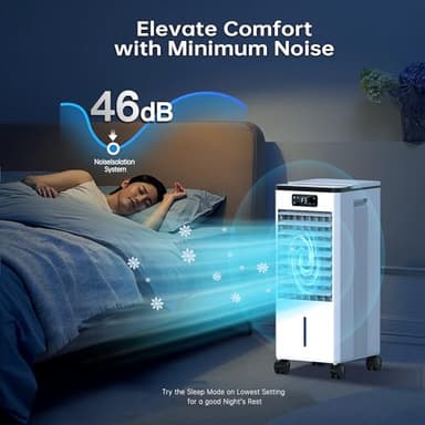 Feculs Portable Air Conditioners No Windows Needed, 3-IN-1 Swamp Cooler, Evaporative Air Cooler, 4 Modes & 3 Speeds, 2-Gal Water Tank for Long Cooling, Max 20 FT/S Remote Control, 12 Hours Timer - Image 3