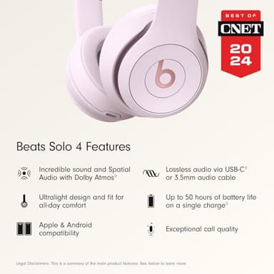 Beats Solo 4 - Wireless Bluetooth On-Ear Headphones, Apple & Android Compatible, Up to 50 Hours of Battery Life - Cloud Pink - Image 2