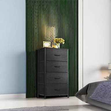 ODK Dresser for Bedroom with 4 Storage Drawers, Small Dresser Chest of Fabric Drawers with Sturdy Steel Frame, Wood Top, Black - Image 5