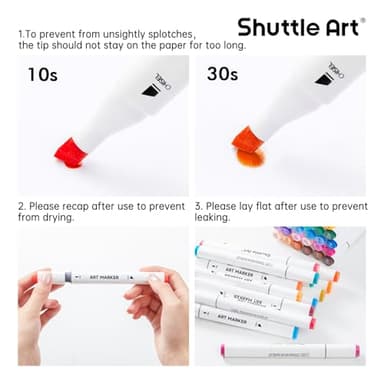 Shuttle Art 121 Colors Alcohol Markers, 120 Colors Dual Tip Art Marker Set Plus 1 Colorless Blender with Marker Case Perfect for Illustration Students Adult Coloring Sketching - Image 8