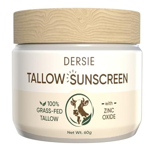 Beef Tallow Sunscreen with Zinc Oxide: Tallow & Zinc Oxide Instant Sun Protection - Non Greasy Formula with Beeswax, Red Raspberry, Carrot Oil - Suitable for Dry and Sensitive Skin - Fresh Scent - Image 1