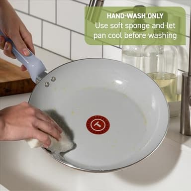 T-Fal Refresh Ceramic Nonstick Cookware Set, 20-Piece, Oven Safe to 350°F, Stockpot, Ceramic Pots and Pans Set, Frying Pans, Griddle, Utensils, Mint Green - Image 9