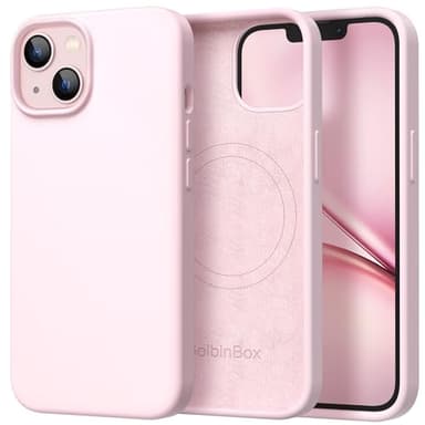 GolbinBox Magnetic for iPhone 13 Case & iPhone 14 Case, Compatible with MagSafe, [Soft Anti-Scratch Microfiber Lining], Slim Liquid Silicone Shockproof Protective Phone Case 6.1 inch, Chalk Pink - Image 1