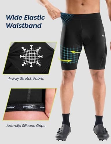 Nepest Men's Bike Shorts 4D Padded Cycling Road Biking Riding Biker Bicycle Mountain Cycle Shorts Zipper Pockets Black,L - Image 4