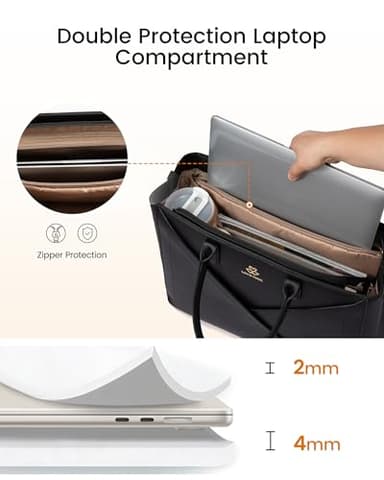 LOVEVOOK Laptop Tote Bag for Women with Large Cup Holder, 15.6 Inch PU Leather Work Bag Teacher Tote Bag, Waterproof Computer Bags Business Office Briefcase Handbag - Image 3