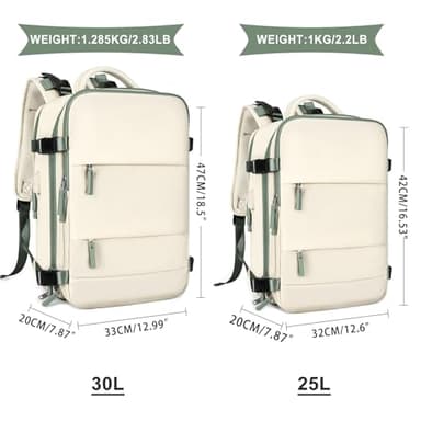 coowoz Large Travel Backpack For Women Men,Carry On Backpack,Hiking Backpacks Waterproof Outdoor Sports Rucksack Casual Daypack travel essentials（White Green） - Image 3