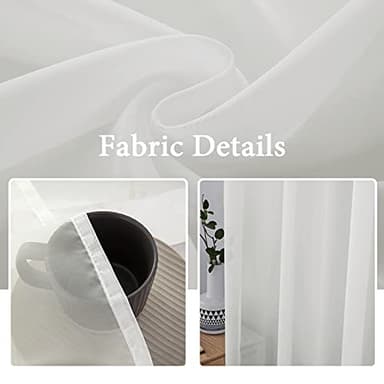 MIULEE 2 Panels Solid Color Sheer Window Curtains Elegant Window Voile Panels/Drapes/Treatment for Bedroom Living Room (54X96 Inches Ivory) - Image 3