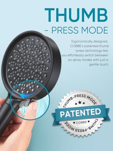 Cobbe Filtered Shower Head with Handheld, High Pressure 6 Spray Mode Showerhead with Filters, Water Softener Filters Beads for Hard Water - Remove Chlorine - Reduces Dry Itchy Skin, Matte Black - Image 2