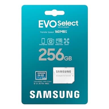 Samsung EVO Select microSDMemory Card + Adapter, 256GB microSDXC, Up-to 160 MB/s, 4K UHD, UHS-I, C10, U3, V30, A2, for Mobile Phone, Smartphones, Nintendo-Switch, and Tablets (MB-ME256SA/AM) - Image 8