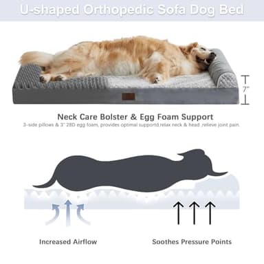 WNPETHOME Orthopedic Dog Bed for Large Dogs – XL Washable Pet Bed with Waterproof Cover, Bolstered Sides & Anti-Slip Base – Premium Plush Dog Couch for Indoor Use, Comfort & Joint Relief - Image 5