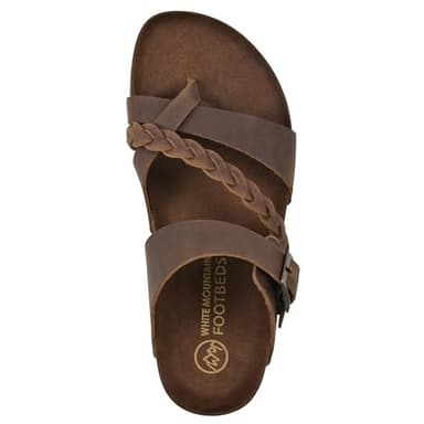 WHITE MOUNTAIN Women's Hazy Signature Comfort Molded Braided Strappy Footbed Sandal, Whiskey/Leather, 12 M - Image 6