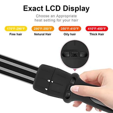 PARWIN PRO BEAUTY 7 in 1 Curling Iron Wand Set,Dual Voltage Curling Wand with 7 Interchangeable Diamond Ceramic Hair Curler Wands with LCD Temperature Control Auto Shut Off Black - Image 3