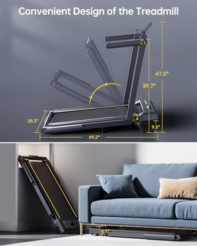 TOPUTURE Walking Pad Treadmill with 12% Incline, 4 in 1 Folding Treadmill for Home/Office with Handle Bar, 2.5HP Under Desk Treadmills Portable Walking Pad with App & Bluetooth Speaker, 0.6-10MPH - Image 9