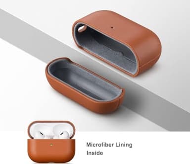 Lopie Leather Case Compatible with AirPods Pro 3rd Generation, Protective Hard Cover Fully-Wrapped with Top Grain Leather, Handmade for AirPods Pro 3 Case Cover (Not for AirPods Pro 2nd Gen) - Brown - Image 3