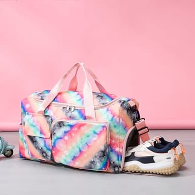 Small Gym Bag for Women, Travel Duffle Bag Carry On Weekender Bag with Shoe Compartment - Image 4