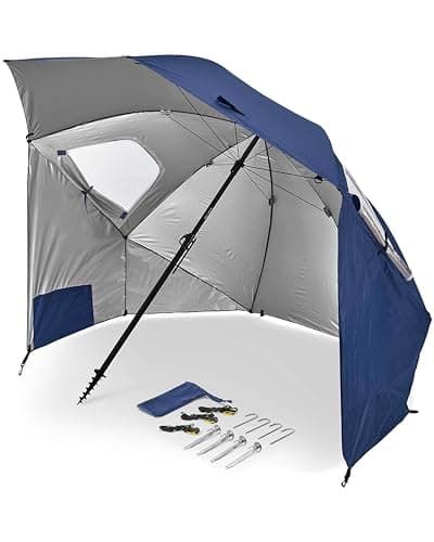 Sport-Brella Premiere XL 9-Foot Umbrella - Heavy-duty 1.25" Center Pole & Twist Handle Auger - UPF 50+ Sun Protection - Privacy Side Panels, Zippered Windows & 2 Interior Pockets - Carry Bag Included - Image 1