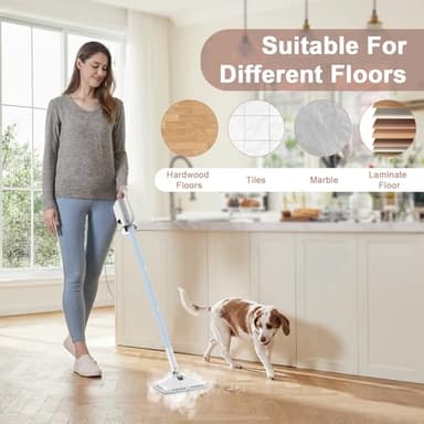 Steam Mop Cleaner, 7 in 1 Rotated Steam Cleaner for Home, Adjustable 2 Modes Steam Mop with 23FT Power Cable and 400ML Removable Tank, Hard Floor, Laminate Floor, Tiles Cleaning (Emerald Blue) - Image 6