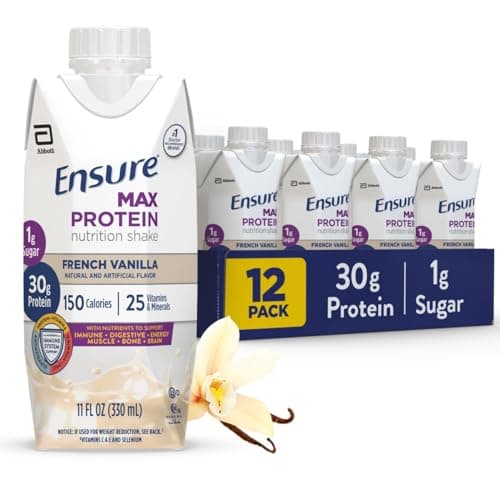 Ensure Max Protein Shake | French Vanilla | Ready to Drink | 30g Protein for Muscle Health | 1g Sugar, 4g Fiber | 11 fl oz, 12 Pack - Image 1