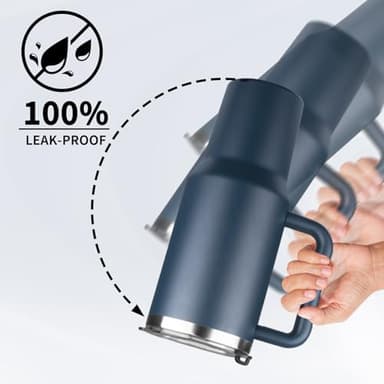StarSpeed 40 oz Tumbler with Handle and Straw Lid | Stainless Steel Water Bottle Travel Mug Reusable Insulated Cup With Lid And Straw, Keep Cold Heat and Ice for Hours(40oz,Indigo)… - Image 5