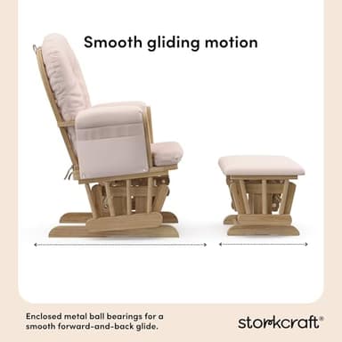 Storkcraft Premium Hoop Glider & Ottoman (Natural/Pink) — GREENGUARD Gold Certified Nursery Glider, Solid Wood Craftsmanship, Smooth-Gliding Nursery Chair and Ottoman, Award-Winning - Image 5