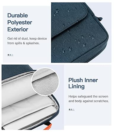 MoKo 13.3-14 Inch Laptop Sleeve Bag Fits Macbook Pro 13" M2 2022/Pro M1 Pro/M1 Max 14.2 2021, Macbook Air 13.6" M2 2022, Tab S8 Ultra 14.6", Handle Carrying Case with Shoulder Strap, Indigo - Image 3