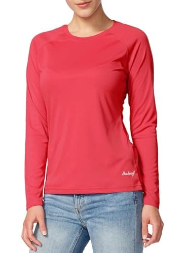 baleaf Women's Long Sleeve Shirts UPF 50+ Sun Protection SPF Quick Dry Lightweight T-Shirt Outdoor Hiking Runing Fishing Rouge Red Size M - Image 1